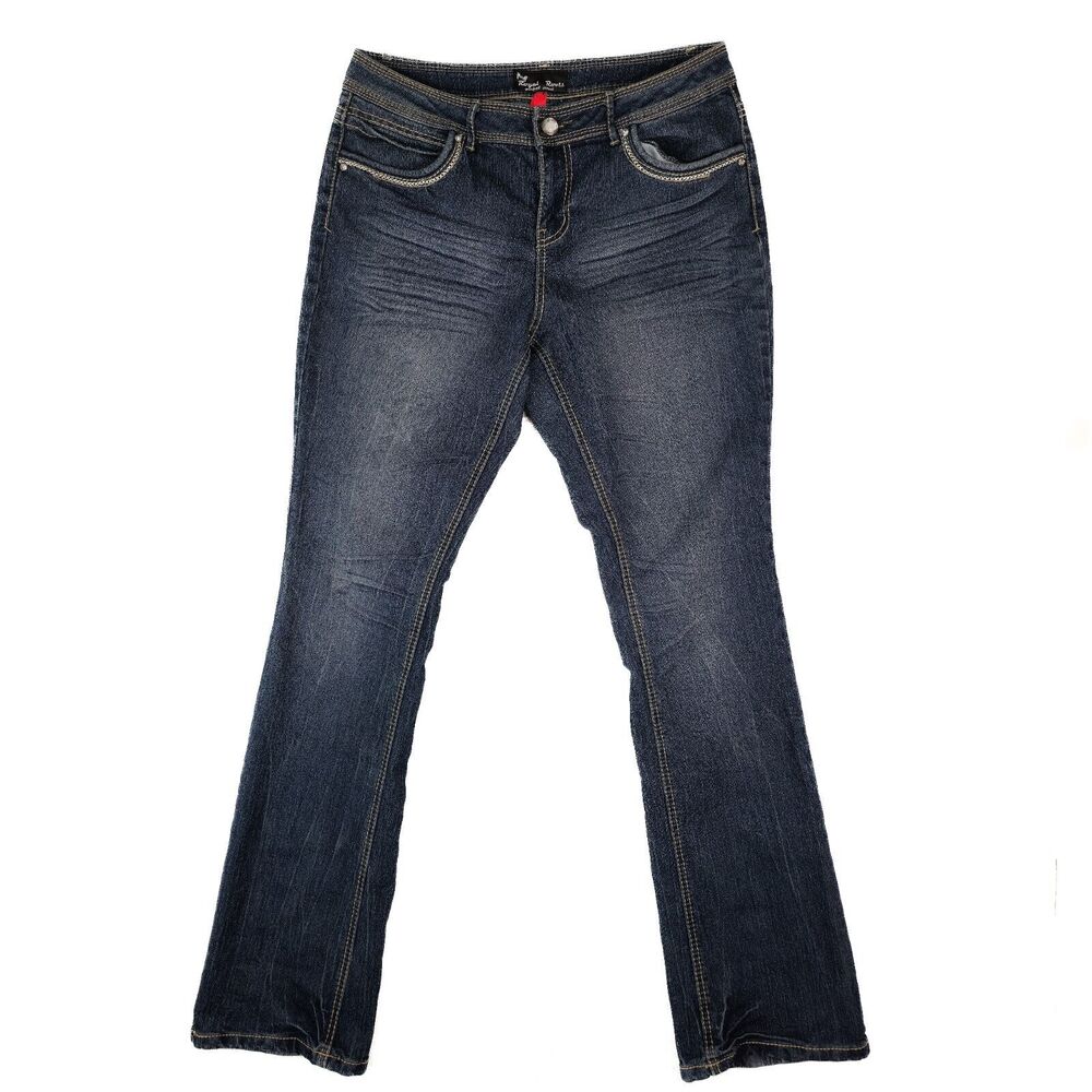 Royal‎ Roots Perfect Jeans Women 11/12 Mid Rise Dark Wash Y2K Bling Embellished